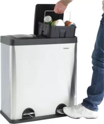 Kosh ndarës i mbeturinave VONHAUS 07/631 60L (2x30L) inox, gri/zi