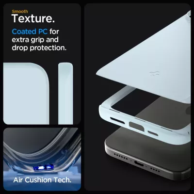 Mbështjellës Spigen Thin Fit për iPhone 15 Pro Max, kaltër e çelët