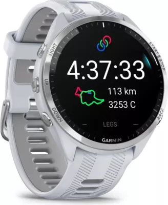 Smartwatch Garmin Forerunner® 965 – Titanium Bezel, Stone White Case, Stone White/Dusty Grey Silicone Strap