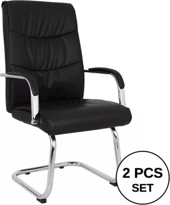 Karrige konferencash JACOB FH1045.11, ngjyrë e zezë PU, bazë e kromuar, 57x66,5x102 cm, set prej 2 copash