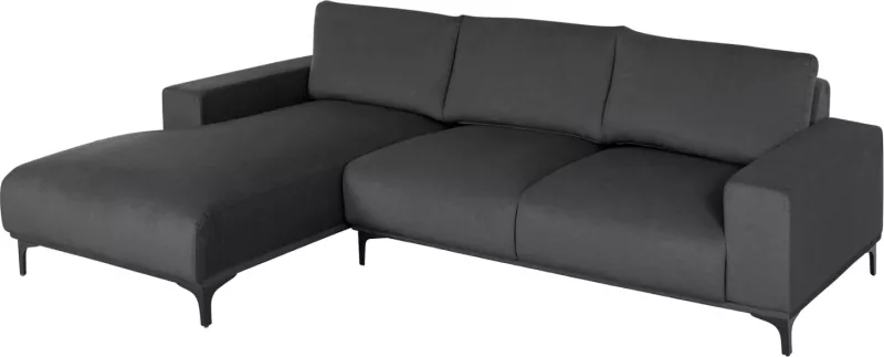 Divan qoshe (majtas) NOA FH3278.02L, pëlhurë antracit, 288x90-157x67-80H cm
