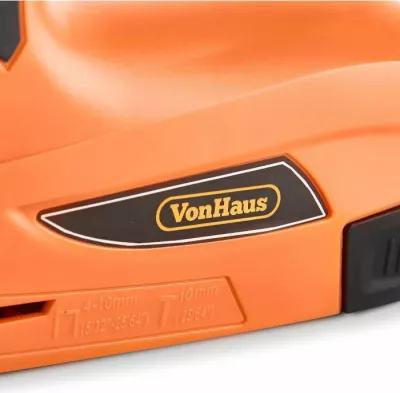 Pistoletë gozhdimi/stapler elektrik VONHAUS 3515196 3.6V (Li-ion 1.3Ah), me 1000 gozhda 10mm + 1000 stapa 10mm, portokalli/zi