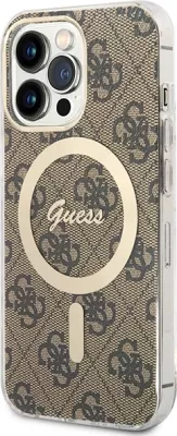 Set mbështjellës Guess GUBPP13LH4EACSW me karikues wireless për iPhone 13 Pro, 4G Print, kafe