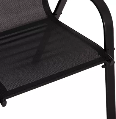Karrige për jashtë LEON FH5000.43, kornizë metalike e zezë & textilene, set prej 4 copash, 55x70x91Hcm