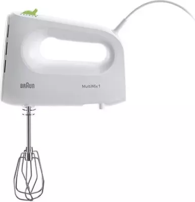 Mikser dore Braun HM1110WH 450 W, 4 shpejtësi + turbo, 2 rrahëse & 2 grepa, i bardhë