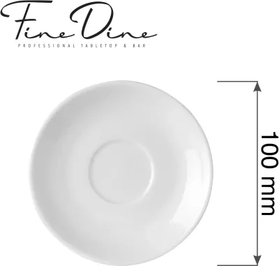 Pjatë nën filxhan espresso Fine Dine Pure Bianco 100 mm, e bardhë, set 12 copë
