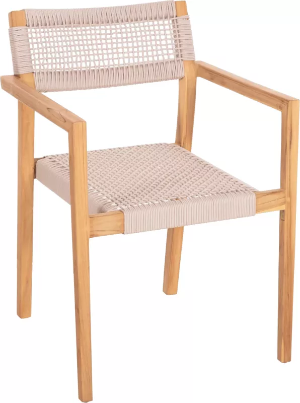 Karrige CHARLOTTE FH9637.07 dru TEAK natyral & litar bezhë 58x61x81Hcm