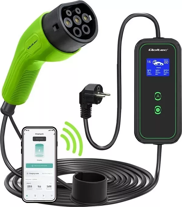 Karikues mobil Qoltec për vetura elektrike, 230V, 5m