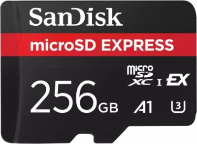 Kartë memorje microSD Express SanDisk SDSQXFN-256G-GN4NN 256GB PCIe/NVMe UHS-I kompatibile, e zezë/kuqe