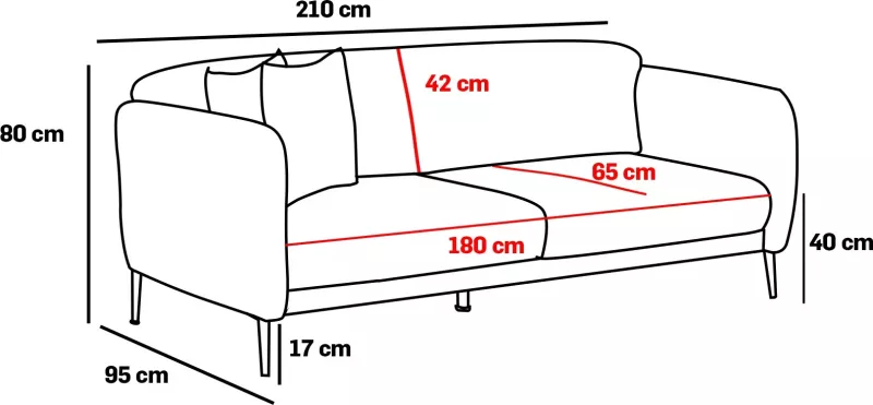 Krevat-sofa treshe Venus, ngjyrë antracit