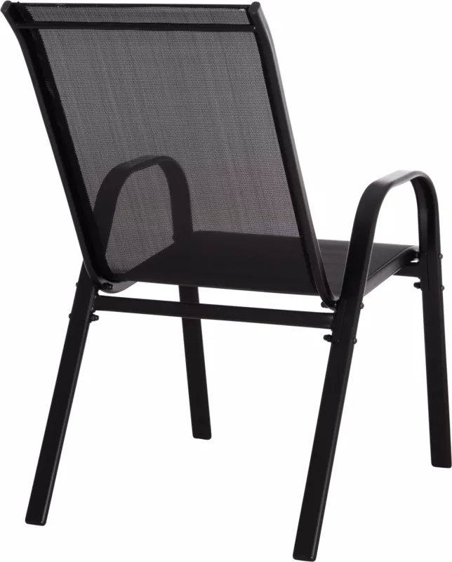 Karrige për jashtë LEON FH5000.43, kornizë metalike e zezë & textilene, set prej 4 copash, 55x70x91Hcm