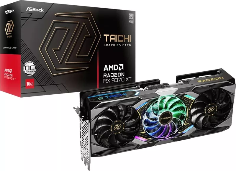 Kartë grafike Asrock Taichi Radeon RX 9070 XT OC, 16 GB GDDR6, e zezë