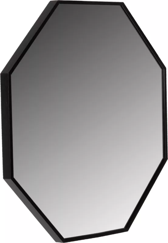 Pasqyrë muri oktagonale, kornizë alumini e zezë, FH4499.01, Φ74 cm