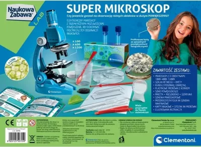Mikroskop edukativ Clementoni Scientific Fun Super Microscope, për fëmijë, Blu