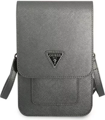 Çantë smartphone Guess Saffiano Triangle, gri