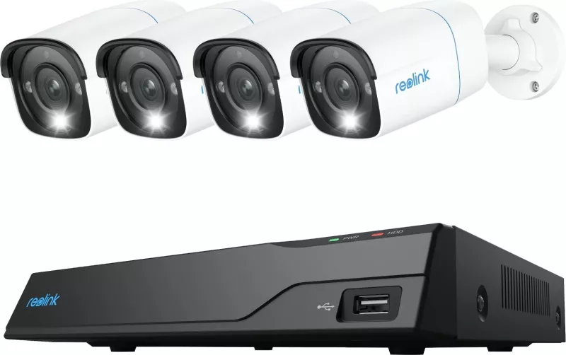 Sistem sigurie Reolink NVS8-8MB4, 4K UHD, 8 kanale, 100 ft natë e qartë, detektim i zgjuar, me kabllo, brenda/jashtë