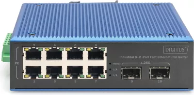 Switch industrial Digitus DN-651147, 8x PoE Fast Ethernet, 2x SFP, metal, IP40