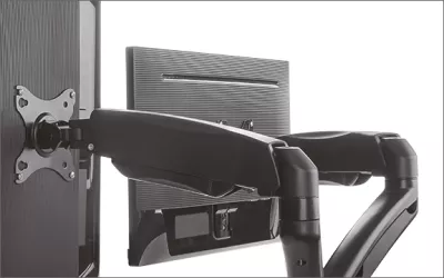 Mbajtëse tavoline për 2 monitorë ICYBOX IB-MS304-T deri 32\", VESA 75x75/100x100, me gas spring, e zezë