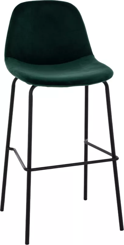 Karrige për bar VINCENT FH8579.13, kadife jeshile dhe kornizë metalike, 56.5x47x106 cm., set prej 4 copë