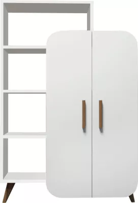 Raft librash Hanah Home, formë moderne, ngjyrë e bardhë