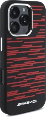 Mbështjellës silikoni AMG Mercedes për iPhone 16 Pro Max, MagSafe, Zi