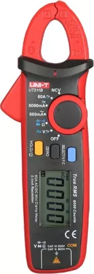 Pincë ampermetër UNI-T UT211B 60A True RMS 600V, kuqe/gri, set me kabllo testuese + çantë