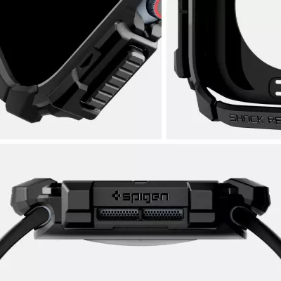 Mbështjellës Spigen Rugged Armor për Apple Watch 10, 46mm, i zi