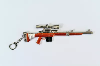 Varëse çelësash metalike Toy Rifle 1 Comic Online Games, 17.5 cm, formë pushke, portokalli/argjendtë