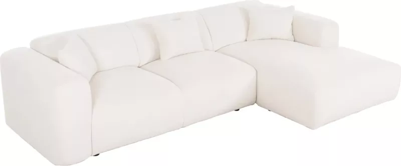 Divan këndor BRICKEN, FH3275.02R, pëlhurë e bardhë, 110-282x98-160x72H cm