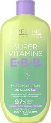 Qumësht për trup Eveline Cosmetics Super Vitamins Regenerating Body Milk–Serum 5-in-1 për femra, 350ml