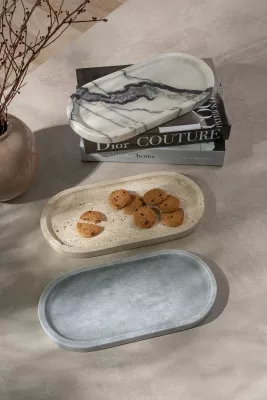 Set pjatash dekorative prej mermeri, 3 copë