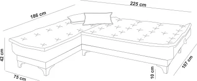 Kënd divan-krevat Atelier del Sofa, Kelebek kënd majtas, ngjyrë jeshile deti