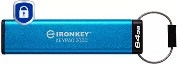 USB stick Kingston IronKey Keypad 200C 64GB, USB-C, blu