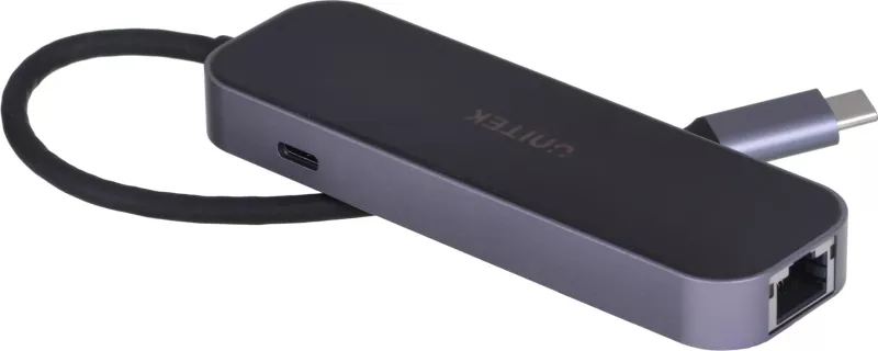 Përshtatës Unitek Hub, USB-C 3.1,RJ-45, 3X USB-A, i zi 
