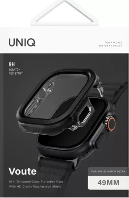 Mbështjellës UNIQ Voute për Apple Watch Ultra 49mm, xham i temperuar, zi
