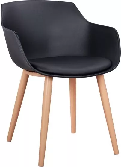 Karrige ngrënieje Lucie FH8242.02 e zezë me këmbë metalike 56x57x80 cm, set prej 2 copë