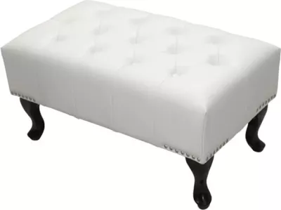 Stol për piano Chesterfield EMMA FH226.02 PU, ngjyrë bardhë, këmbë të zeza, 80x44x39 cm