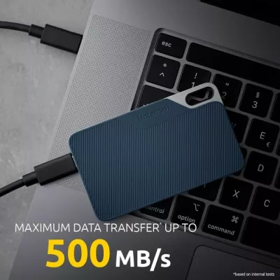 SSD i jashtëm INTENSO TX100 2TB USB 3.2 Gen1x1 500MB/s, kaltër, me kabllo USB-C në USB-C + USB-C në USB-A