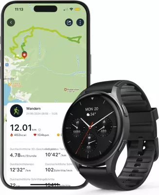 Smartwatch Hama 8900 GPS AMOLED 1.43", rrip silikoni, e zezë