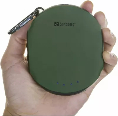 Powerbank Sandberg Survivor 420-60 10000 mAh (37 Wh) IPX6 me dritë LED dhe busullë, e gjelbër/zezë, me kabllo microUSB 30 cm + karabinë