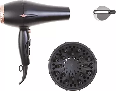 Tharëse flokësh, Adler AD 2244, 2000W, ION, 2 shpejtësi, 3 temperatura, funksion ajër i ftohtë, motor AC, difuzor dhe koncentrator, kabllo 3m, e zezë