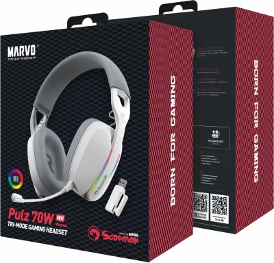 Kufje Marvo HG9086W Wireless Gaming RGB, 2.4G/BT5.3/Me kabllo, E bardhë