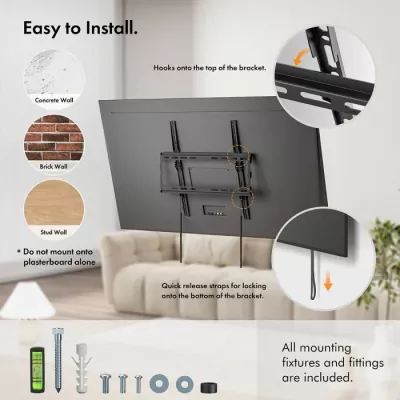 Mbajtëse muri fikse për TV VONHAUS 3000817, 32-55\", deri 35kg, VESA max 400x400, e zezë