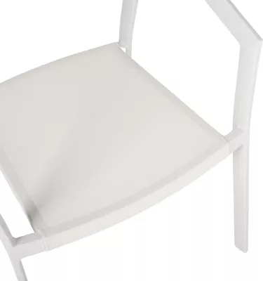Karrige alumini FH5891.02, kornizë e bardhë dhe tekstilinë, mbështetëse ratan bezhë, 56x60x81.5 cm