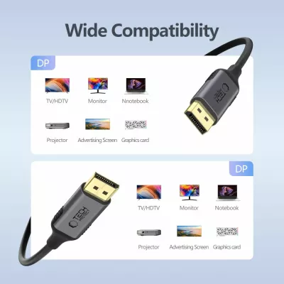 Kabllo DisplayPort në DisplayPort Tech-Protect UltraBoost 2m, 4K 60Hz, e zezë