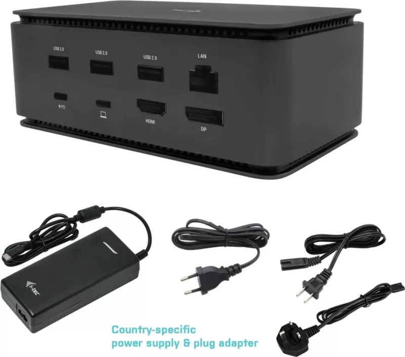Docking station I-Tec Metal USB4 me karikues universal 100W, 1x HDMI, 1x DP, 3x USB 2.0, LAN, SD, i zi