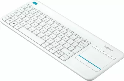 Tastierë wireless Logitech K400 Plus me touchpad, Unifying, gravim UK-SLO, e bardhë