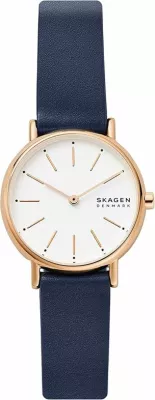Orë dore për femra Skagen, rozë gold me rrip blu