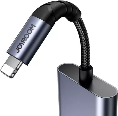 Adapter audio 2-në-1 Joyroom SY-L01, Lightning në 3.5mm + Lightning, argjend