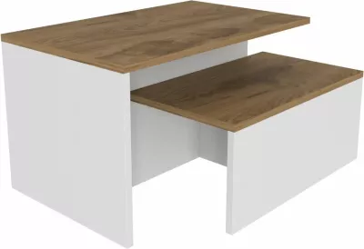 Set tavolinash të mbivendosura Skye Decor, dy copë, ngjyrë lis dhe e bardhë